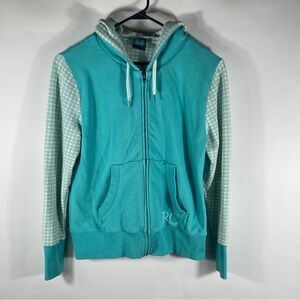 Rustic Cuff Hoodie Teal White Women’s Size Xl Long Sleeve Full Zip Drawstring